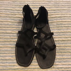 Black Leather Gladiator Sandals